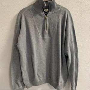 Tommy Bahama 1/4 zip gray sweater 100 percent cotton size medium